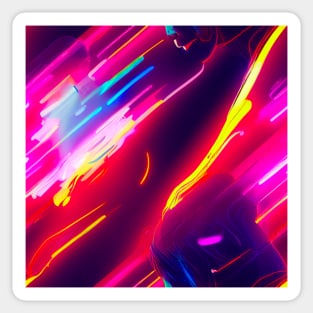 cyberpunk digital abstraction wires colorfull futuristic electronics Sticker